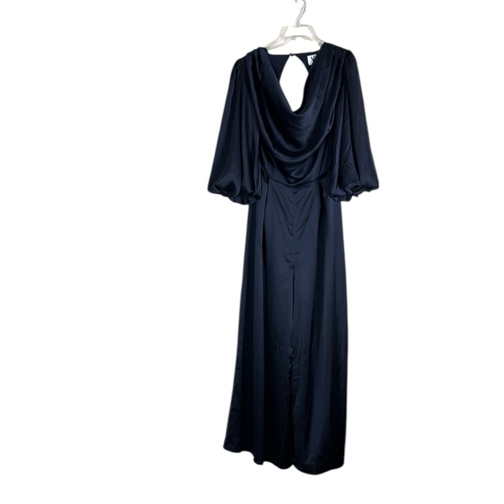 Elegant Navy Blue Evening Pant Suit Sz UK 10 Navy Blue Lined - Picture 7 of 15